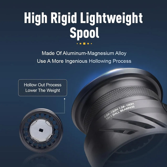 Lightweight Carbon Fiber Fishing Reel with 10+1 Ball Bearings for Smooth Operation