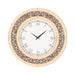 Tawny Tinted Round Mirror Wall Clock with Sparkling Diamond Crushed Crystal accents and Roman numeral analogue display