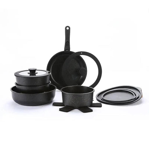 Premium die-cast aluminum cookware set with non-stick coating, Black finish