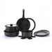 Black Die-Cast Aluminum Cookware Set with Non-Stick Coating and Heat-Resistant Handles