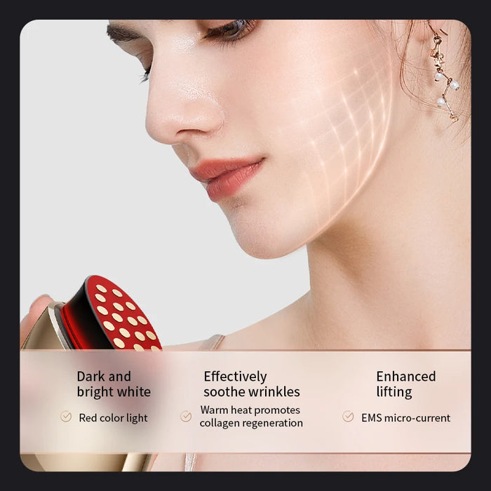 EMS microcurrent stimulates facial muscles, lifting and firming the skin while promoting better blood circulation