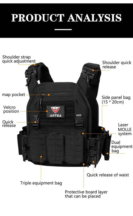 Tactical Vest with Detachable Map Bag, Sundry Bag, and Equipment Bags