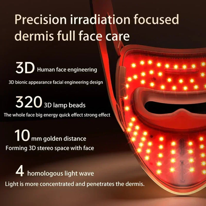 Silicone LED Face Mask emitting 7 Colors Red Light Therapy for Skin Rejuvenation