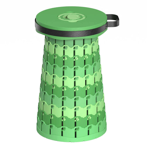Collapsible Telescopic Camping Stool, Light Green, Portable Seat for Outdoor Activities, Fishing, Beach Trips, and Hiking, Durable PP Material with Bamboo-Style Finish