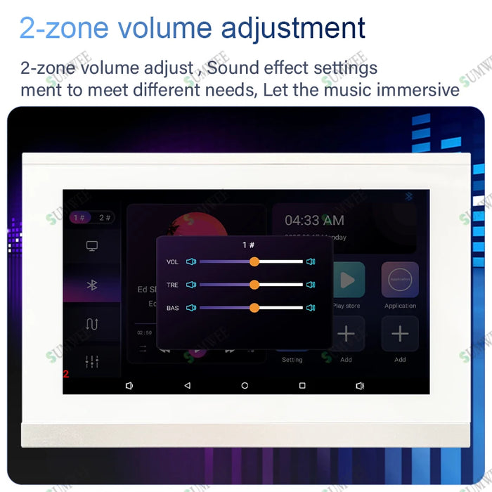 WiFi Bluetooth In-Wall Sound System with 7" Display