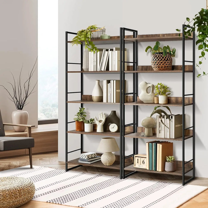 Multi-Purpose Display Shelf with 5 Tiers Solid Boards, Industrial Style, 75kg Capacity