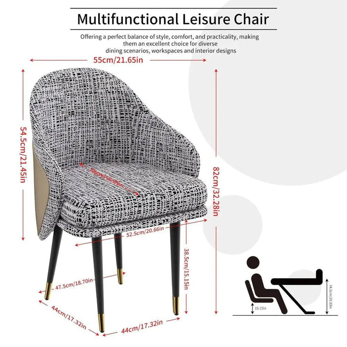 Each chair measures 55 x 44 x 82 cm with a seat size of 525 x 545 cm