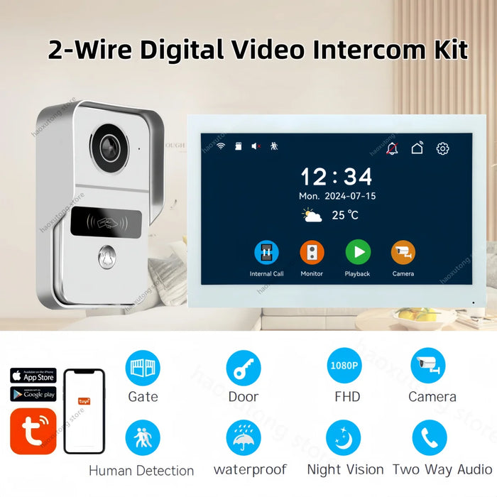 10" WiFi Video Doorbell System with 2-Wire Setup