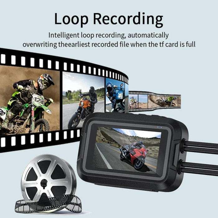 Dual 1080P Motorcycle DVR waterproof dash cam with WiFi and GPS (128GB) advanced night vision with 6G CMOS sensors