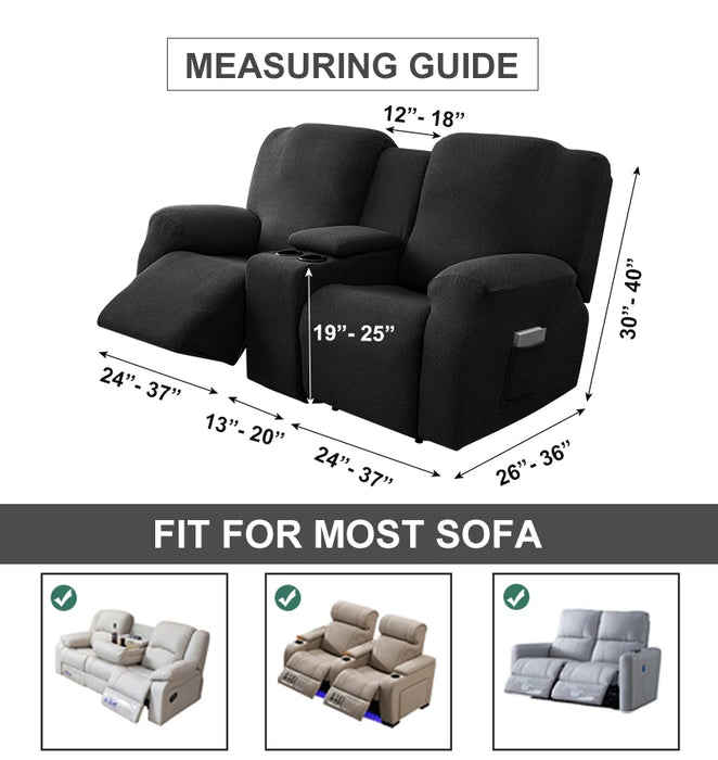 Stretch Recliner Sofa Covers with Console, 6-Piece Sand Color