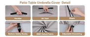 Waterproof black patio table cover with umbrella hole, 270cm long