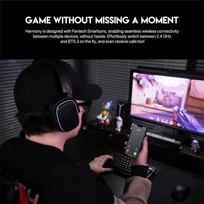 White Wireless Gaming Headphones with RGB & Memory Foam