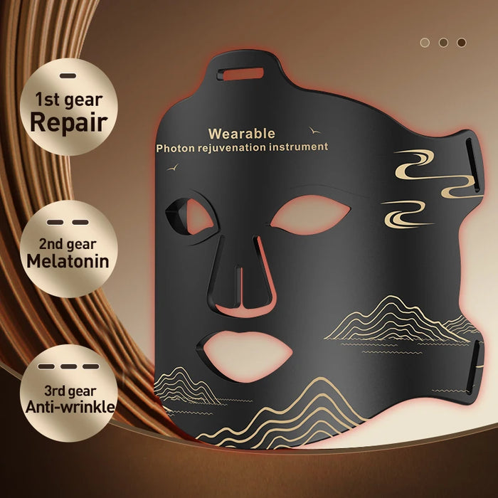 Flexible silicone LED light therapy mask with red infrared anti-aging technology