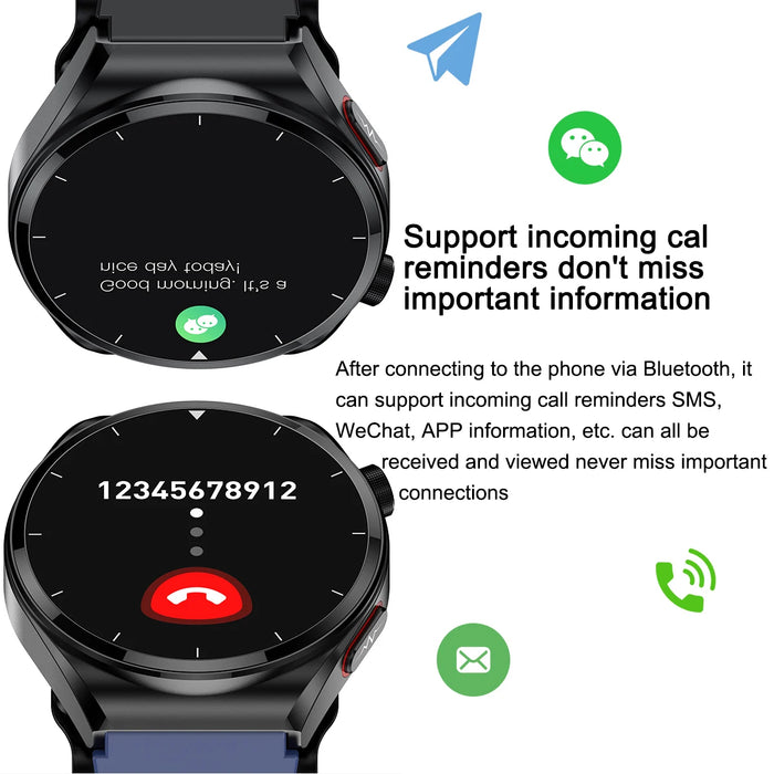 Blue Smart Watch with Air Pump, Heart Rate & Thermometer