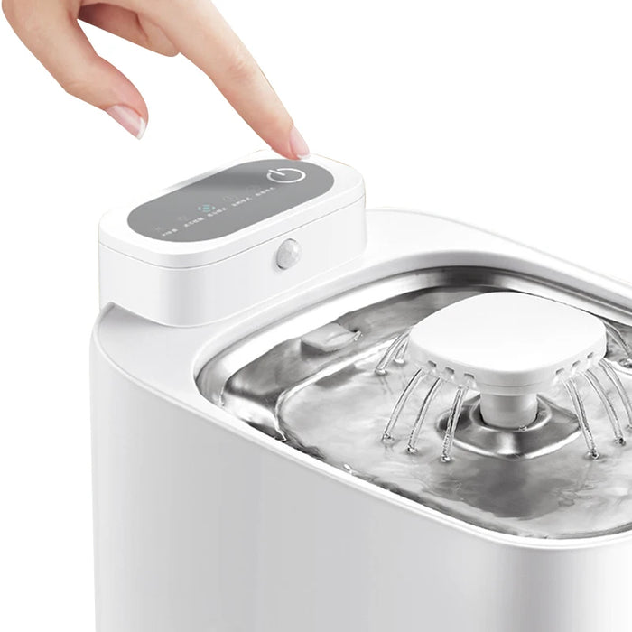 Smart Automatic Pet Fountain 2.5L Stainless Steel, Silent Pump, USB Charging & Multiple Modes