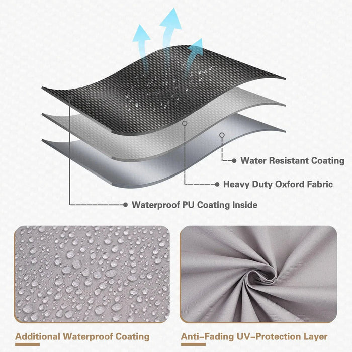 Waterproof black patio table cover with umbrella hole, 270cm size