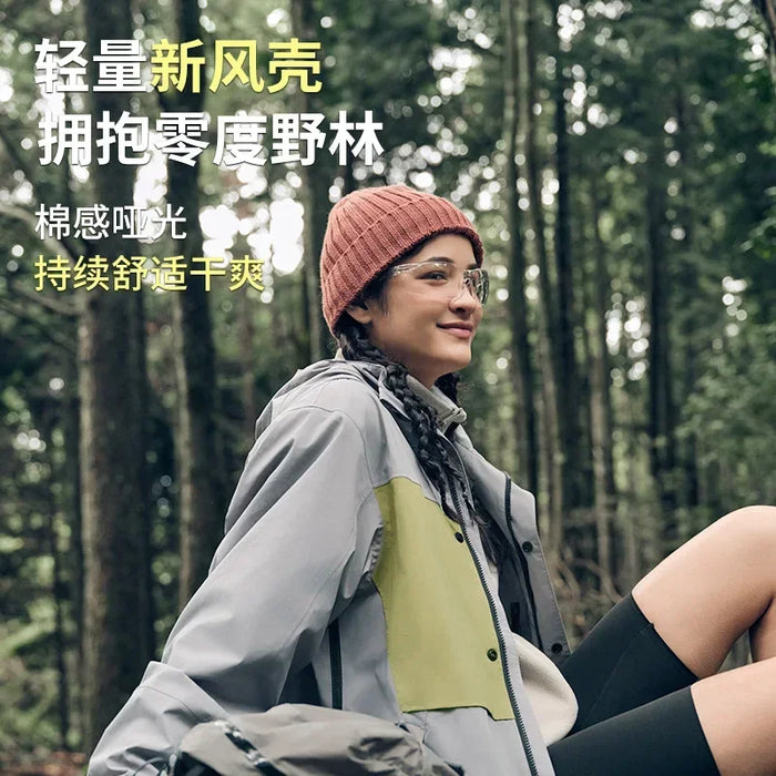 Hiking Jacket Waterproof Cold Gray Green 2-in-1 Outdoor Windbreaker
