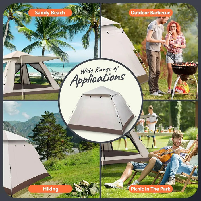 Ample sun shade and protection from light rain for outdoor comfort