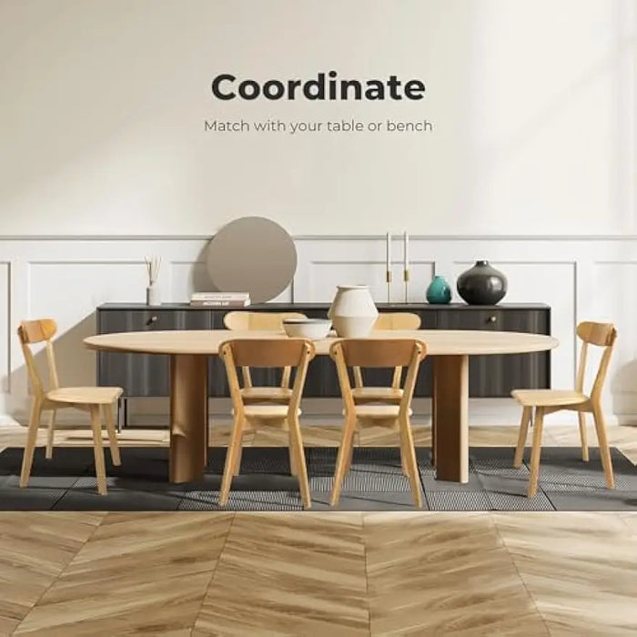 2x Oak Wooden Dining Chairs Comfortable Ergonomic Design, Multi-Purpose Indoor & Outdoor Use