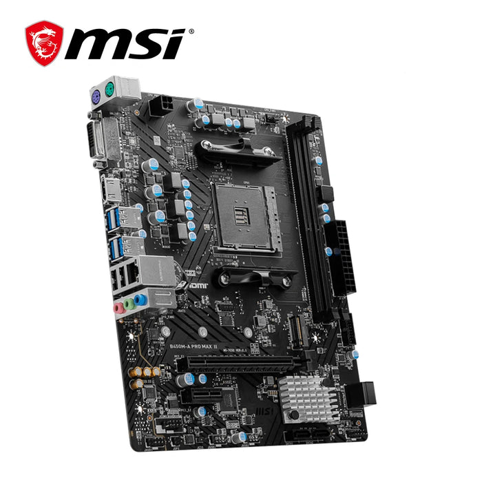 Motherboard with expansion slots for graphics and additional cards, M2 Gen3 x4 slot, and 4x SATA 6Gbps ports