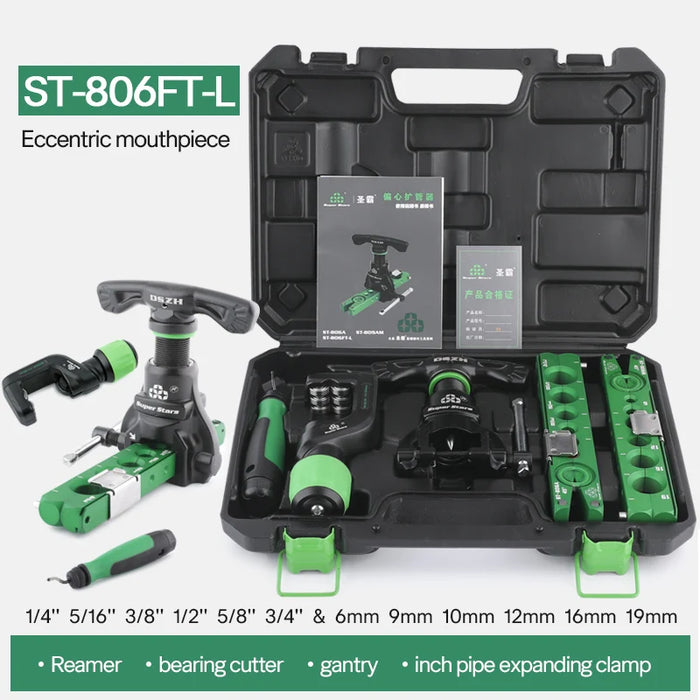 Includes clamps, flaring frame, pipe cutter, and kit box for convenience