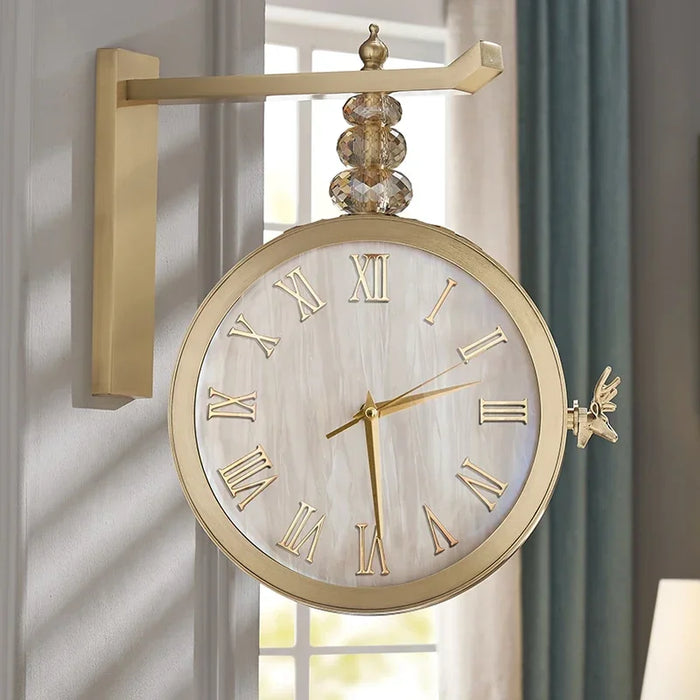 Silent Quartz Dual-Face Wall Clock for Home Decor