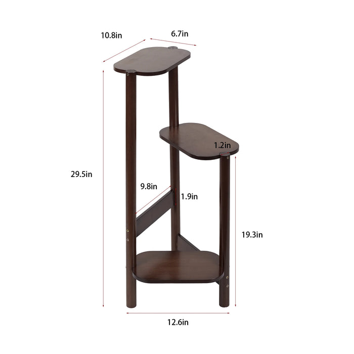 3-Tier Bamboo Corner Shelf Plant Rack Natural Wood Indoor Outdoor Stand