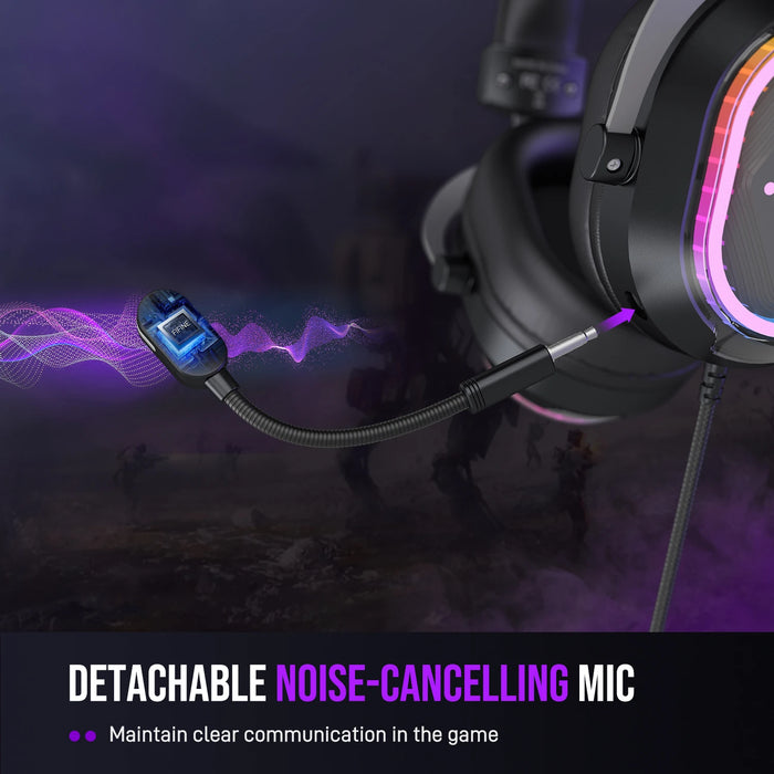 RGB Gaming Headset with 7.1 Surround & Detachable Mic