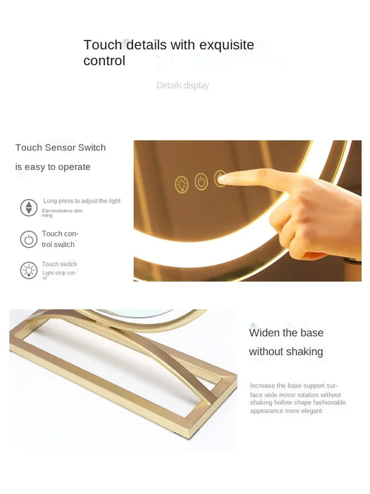 Portable HD Cosmetic Mirror with Desktop Stand and Bright LED Fill Light