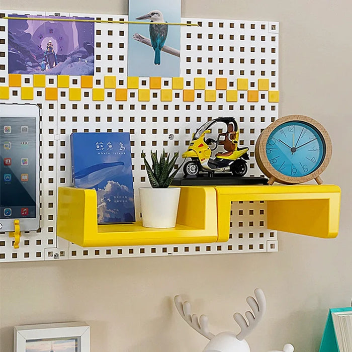 Dual Tier Decorative Grid Shelf 40x40cm – Yellow