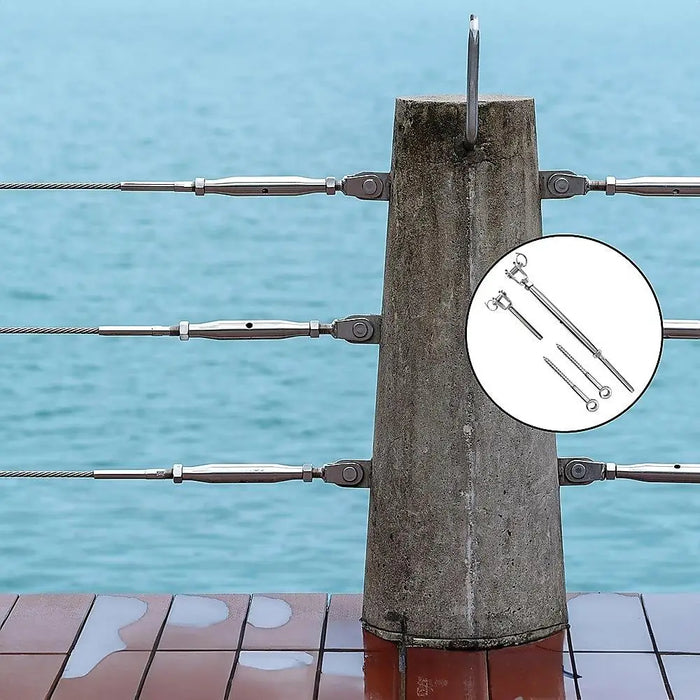 10-Pack Marine-Grade Wire Balustrade Kit with Turnbuckles