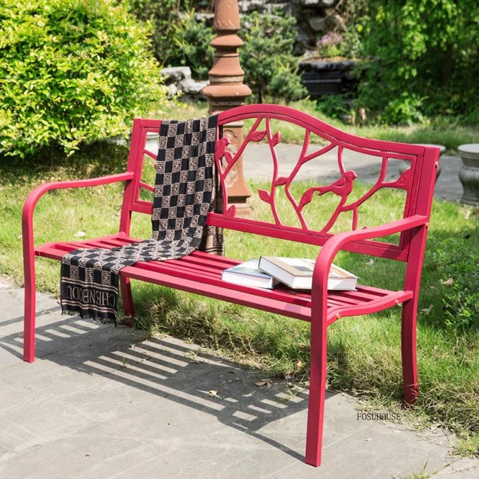 Modern Double Garden Chair, Iron Frame, Armrests, Outdoor Use