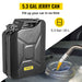 Pair of 20L green steel petrol tanks with rustproof, heat-resistant, and flexible spouts