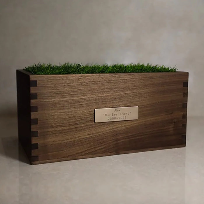 Black Walnut Pet Ashes Urn Customizable Wooden Memorial Box with Photo Holder