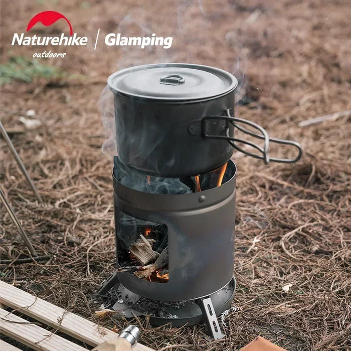 Mini Titanium Firewood Stove, Lightweight Portable Outdoor Burning Stove, 16cm