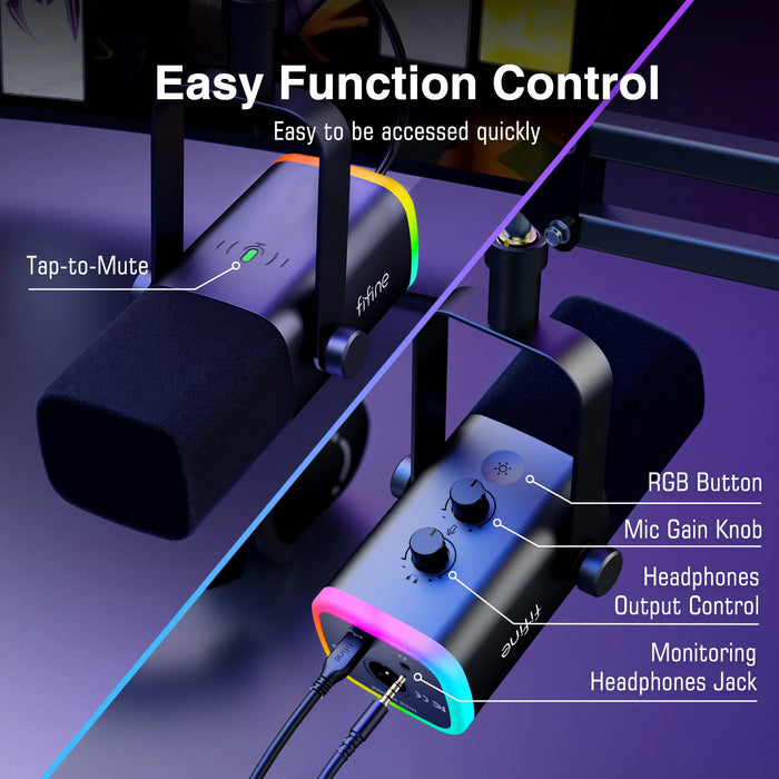 Studio Mic Set with Adjustable Arm, RGB Lights & USB/XLR - AM8TP