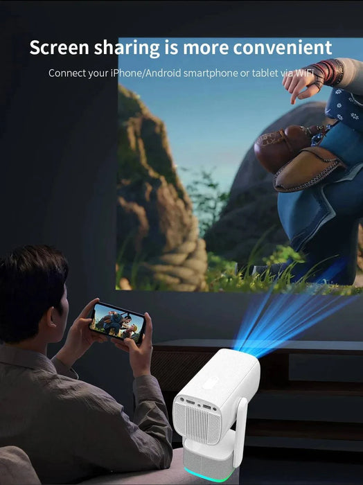 4K Smart Projector with Android 11, Built-in Battery, Bluetooth Speaker, WiFi, Auto Focus (AU Plug) - FLUXA