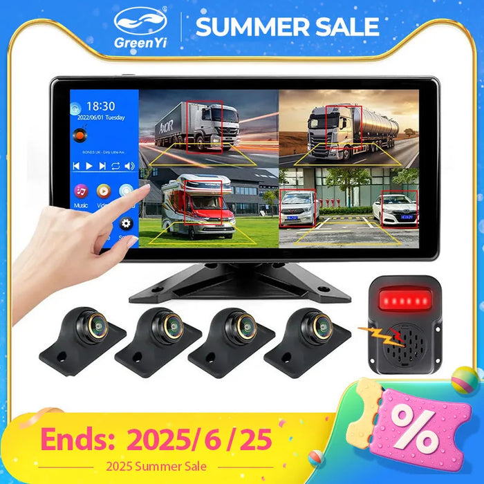 10.36" 4-Channel Split Screen Monitor with Blind Spot Detection