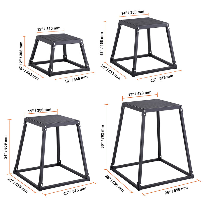 Non-slip surface Plyometric Jump Boxes for safe and stable workouts