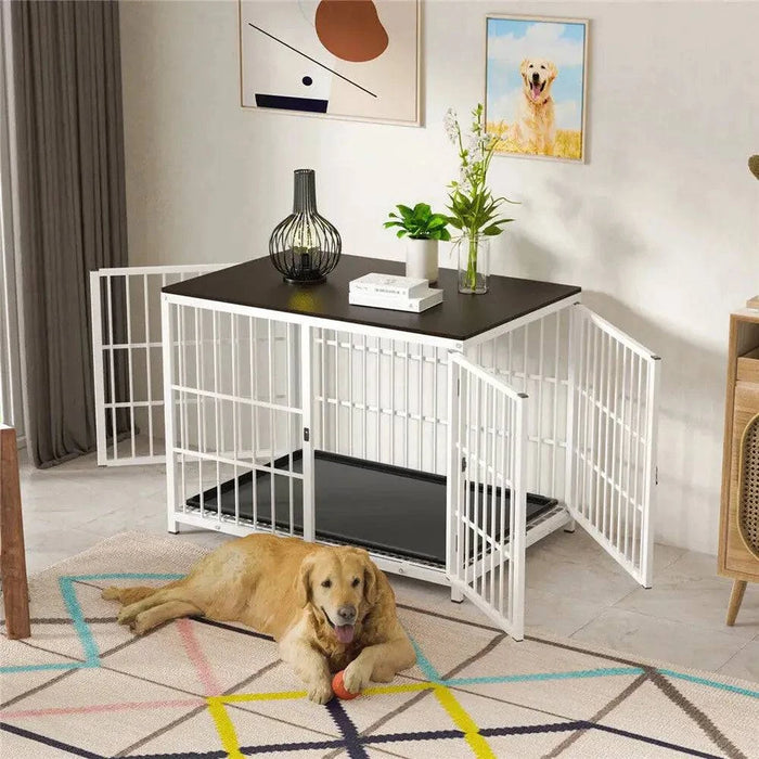 Sturdy dog crate made from heavy metal wire, resistant to bending and anti-rust