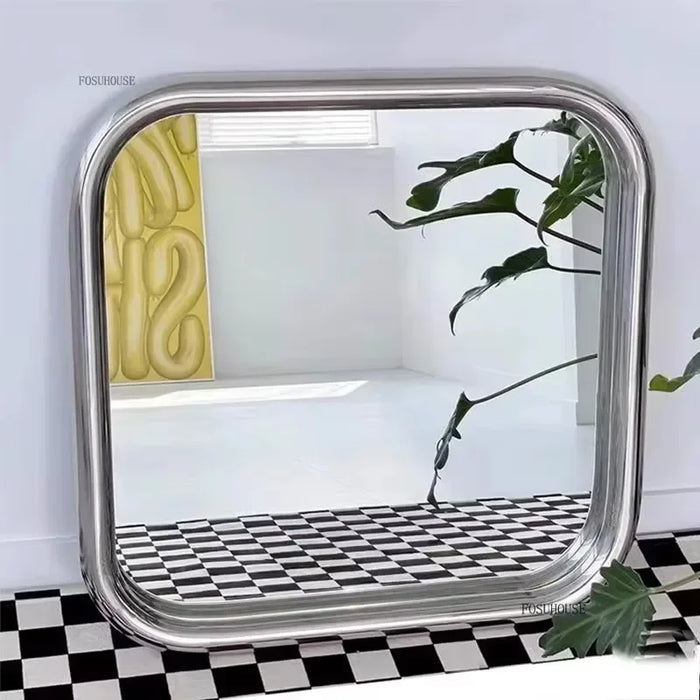 Square Decorative Wall Mirror 50cm, Silver Finish