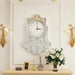 Irregular shaped vintage art decor clock with silver mirrored finish