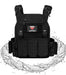 Tactical plate carrier vest in black with quick release and adjustable straps for hunting and outdoor gear