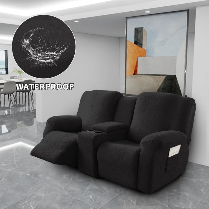 Stretch Recliner Sofa Covers with Console, 6-Piece Sand Color