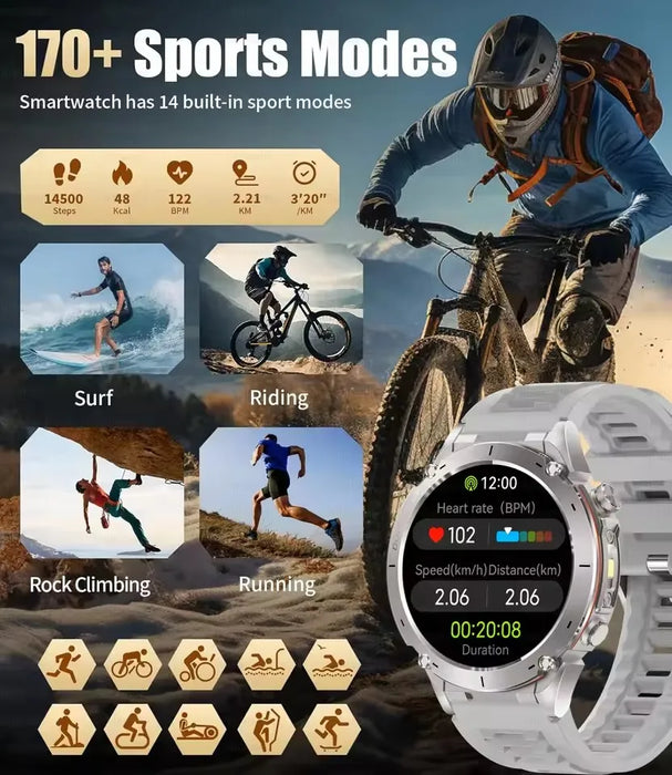 Outdoor Smartwatch with GPS, Compass, AMOLED Display & 170+ Sports Modes