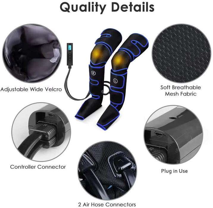 Leg muscle relaxer with 3 intensity levels and 6 massage modes