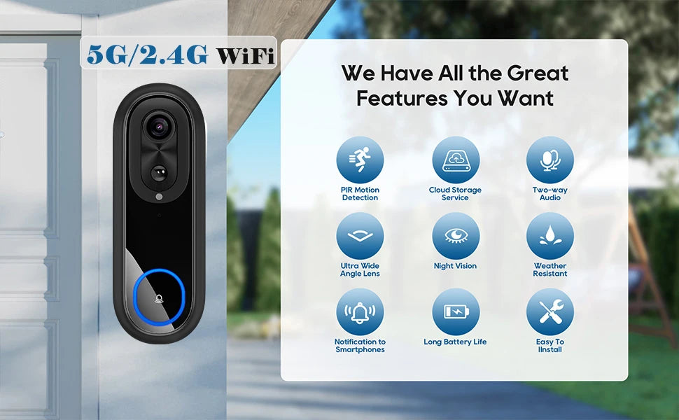 Advanced wireless video doorbell for high-level security and easy app integration
