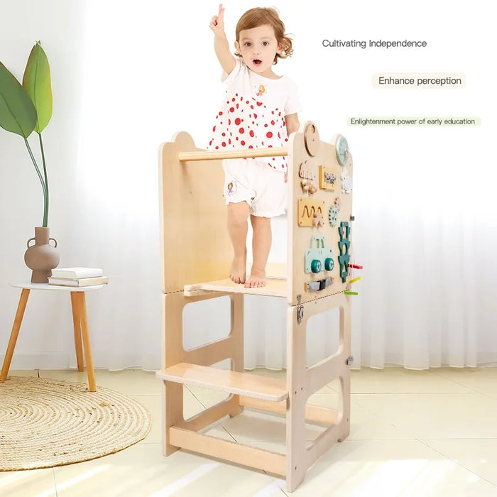 Wooden Frog Study Chair for Kids with Blackboard and Footrest
