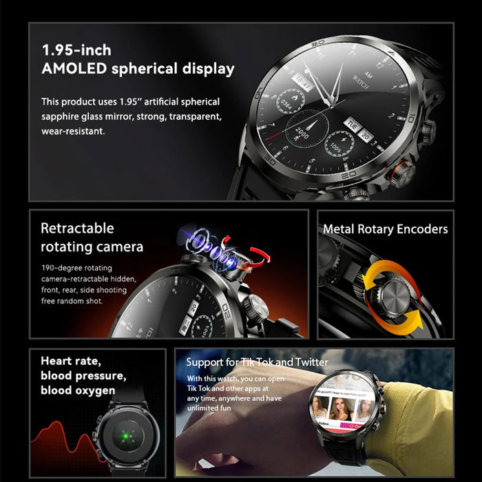4G SIM Android Smartwatch with HD Camera & Extra Power Bank