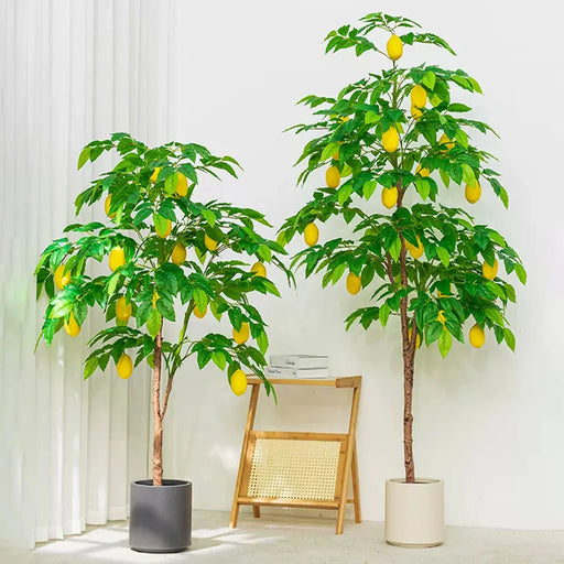 Beautiful 80cm Artificial Lemon Tree Branch with Lifelike Green Leaves and Vibrant Yellow Lemons